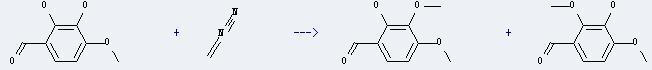 Benzaldehyde,3-hydroxy-2,4-dimethoxy- can be prepared by diazomethane with 2,3-dihydroxy-4-methoxy-benzaldehyde.